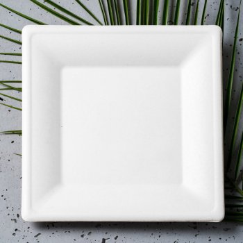 Talerz kwadratowy 26x26 cm z trzciny cukrowej biały