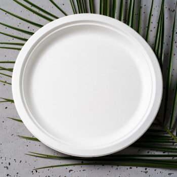 Talerz okrągły śr. 26 cm z trzciny cukrowej biały - 10 sztuk 