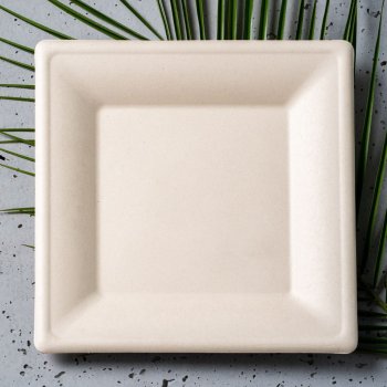 Talerz kwadratowy 26x26 cm z trzciny cukrowej Natural - 50 sztuk