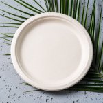 Talerz okrągły średnica 23 cm z trzciny cukrowej brązowy Natural