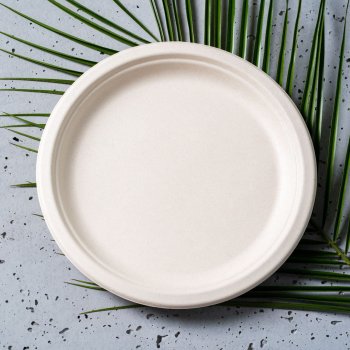 Talerz okrągły średnica 23 cm z trzciny cukrowej brązowy Natural