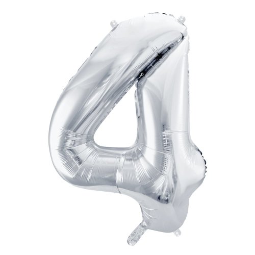 balon srebrny cyfra 4