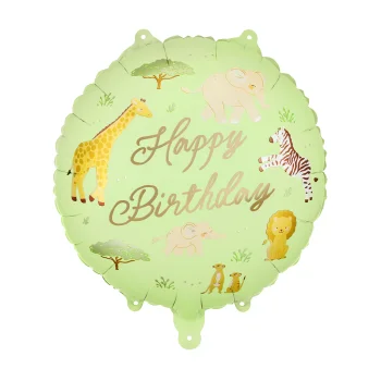  Balon foliowy Happy Birthday Safari, 35x35 cm