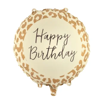 Balon foliowy Happy Birthday w cętki, 35x35 cm