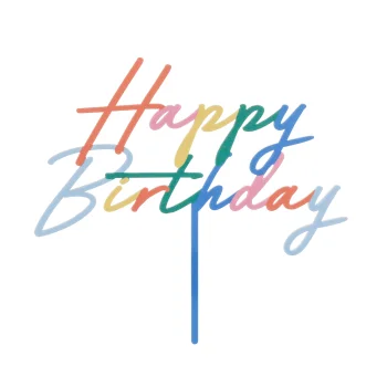 Topper akrylowy na tort Happy Birthday, 18x16.5 cm