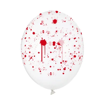 Balony Plamy krwi, przezroczyste, 30 cm - 5 sztuk