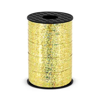 Wstążka plastikowa, złoty holograficzny 5mm/225m