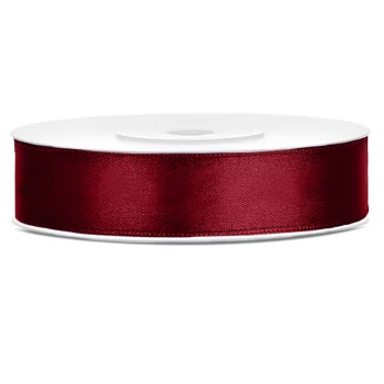 Tasiemka satynowa, bordo, 12mm/25m