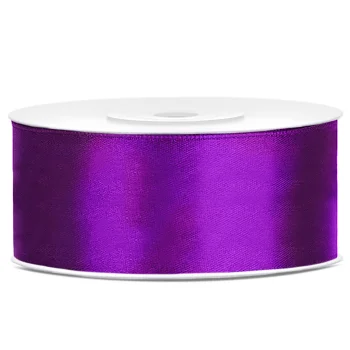 Tasiemka satynowa, purpura, 25mm/25m