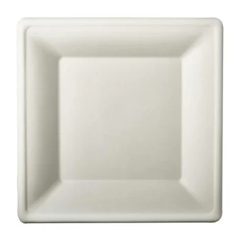 Talerz kwadratowy 20x20 cm z trzciny cukrowej biały