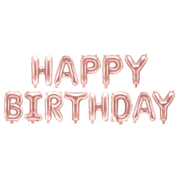 Balon foliowy Happy Birthday, różowe złoto