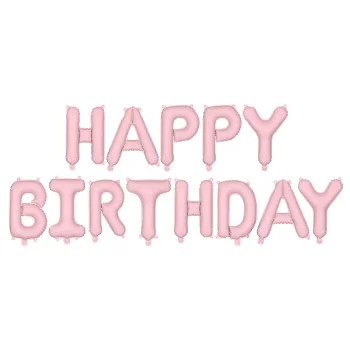 Balon foliowy Happy Birthday, róż