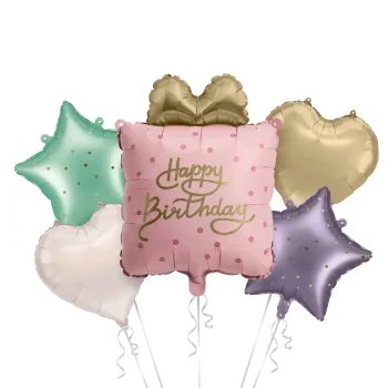 Zestaw balonów foliowych Prezent Happy Birthday