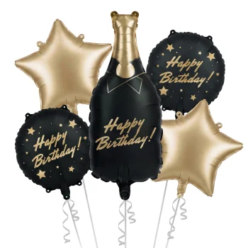 Zestaw balonów foliowych Butelka Happy Birthday