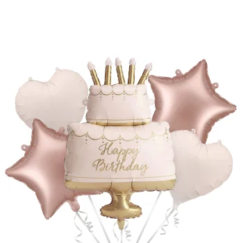 Zestaw balonów foliowych Kolorowy Tort Happy Birthday