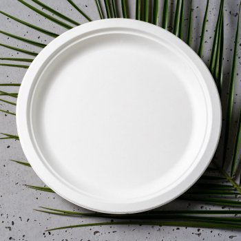 Talerz okrągły średnica 23 cm  z trzciny cukrowej biały 