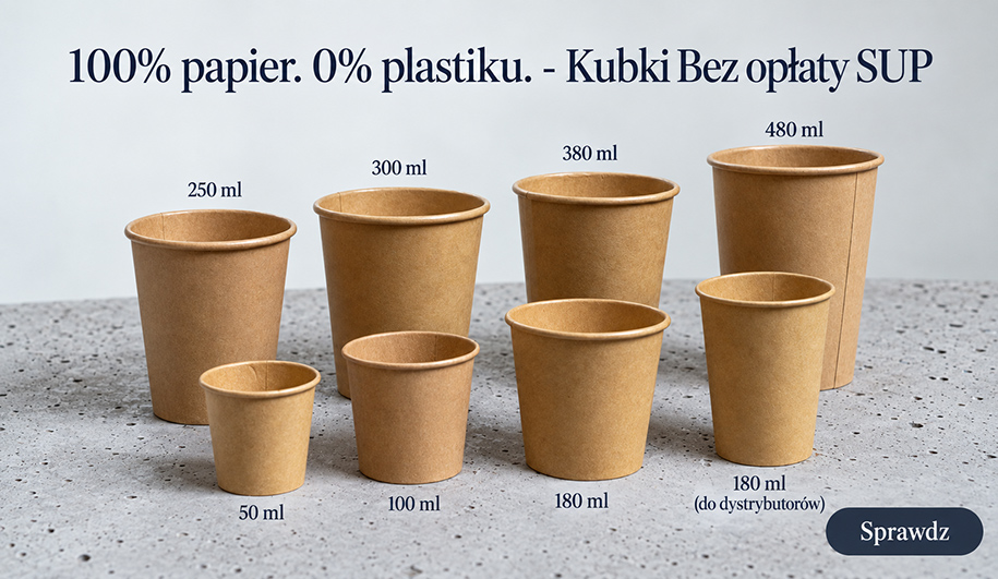 Kubki papierowe bez opłat SUP